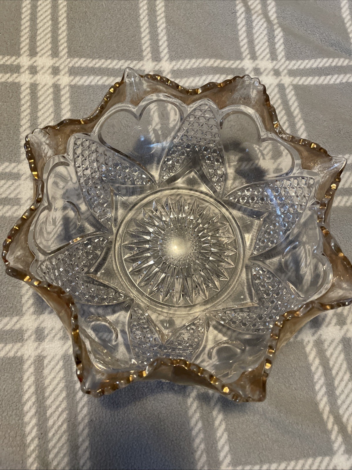 Antique Tarentum Hartford Heart Ripple Gold Glass Bowl Estimated 1890s Antique Tarentum Hartford Heart Ripple Gold Glass Bowl Estimated 1890s