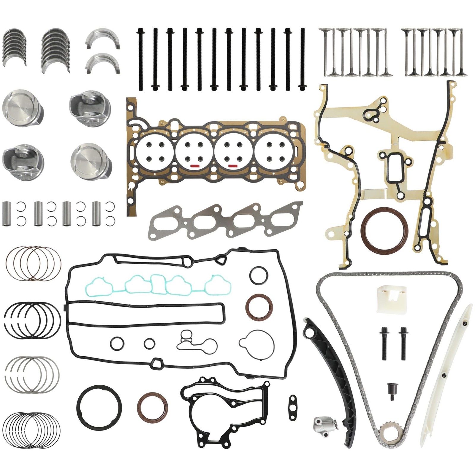 1.4 Engine Rebuild Gasket Kit w/Piston Kit & Bearings & Timing Chain Kit Fit ... 1.4 Engine Rebuild Gasket Kit w/Piston Kit & Bearings & Timing Chain Kit Fit ...