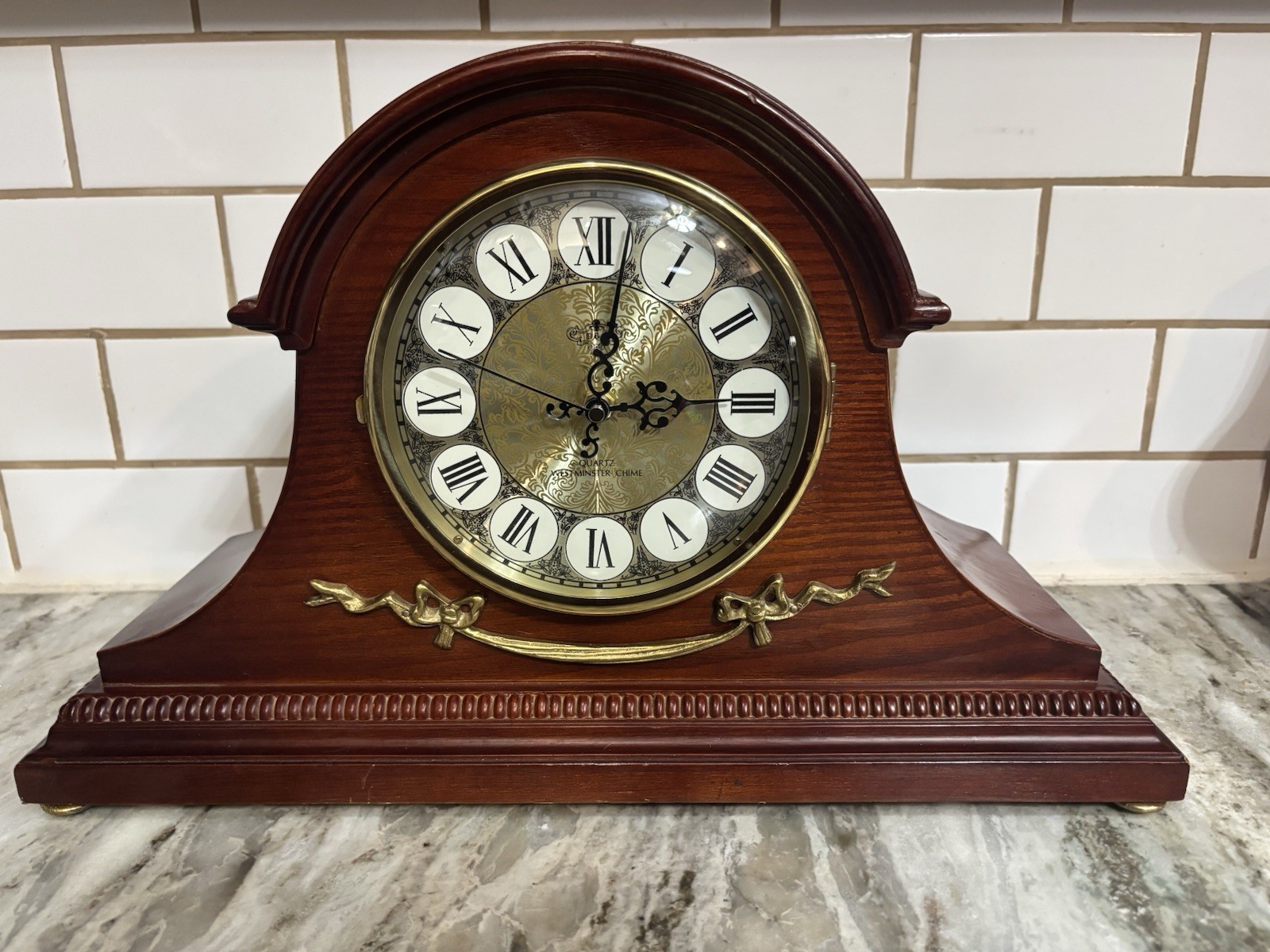 Westminster 4 Chime Mantle Clock Vintage DEA Quarts - Works - Refurbished