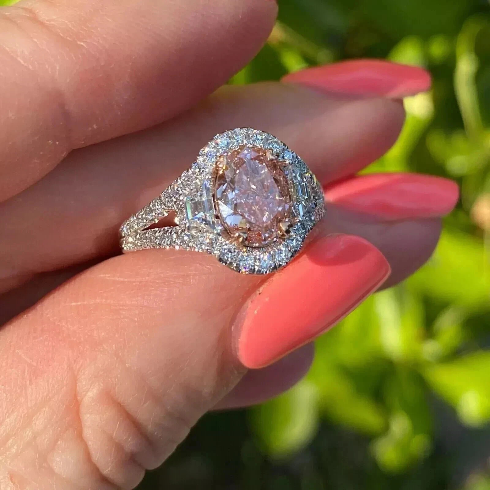 2.30 CT Oval Cut Lab-Created Sapphire Halo Engagement Ring 14k White Gold Plated