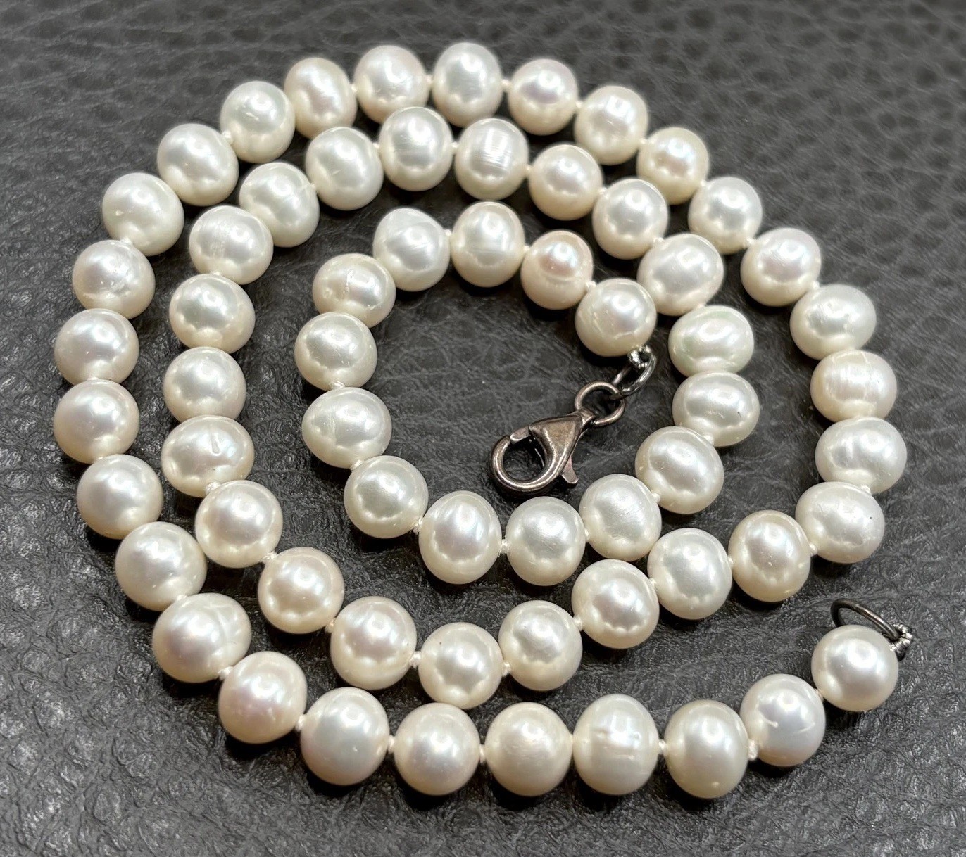 Vintage 7.5MM White Pearl Necklace Sterling Silver 925 Lobster Clasp 18” Vintage 7.5MM White Pearl Necklace Sterling Silver 925 Lobster Clasp 18”