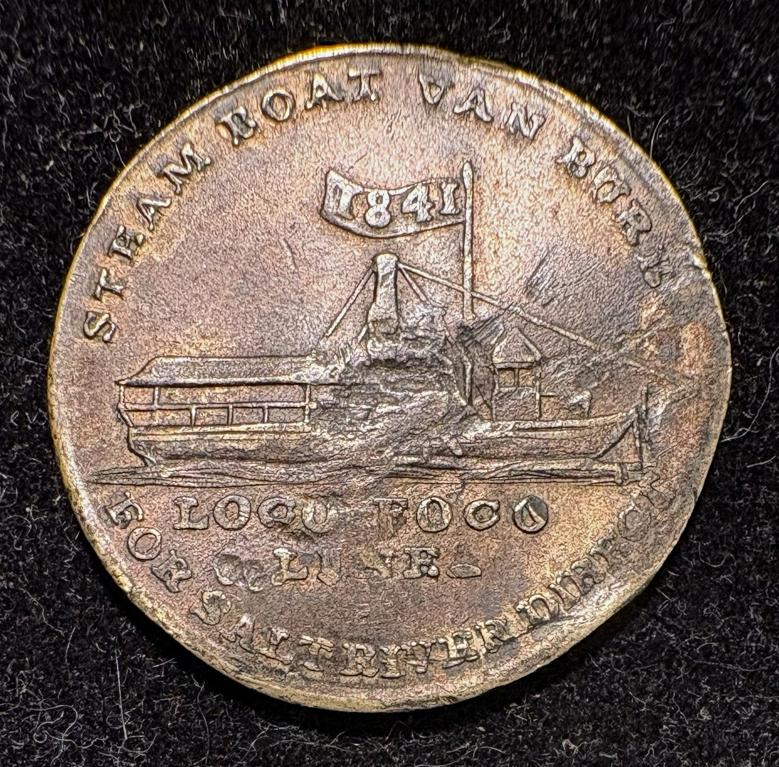 William Henry Harrison 1841 Token Steamboat Van Buren Campaign Loco Foco Rare William Henry Harrison 1841 Token Steamboat Van Buren Campaign Loco Foco Rare