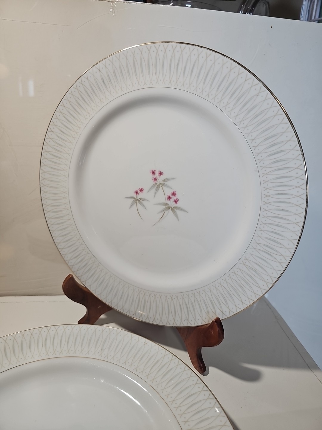 4. ACI Fine China LYDIA 9214 Dinner Plates Gold Trim Plates Japan 4. ACI Fine China LYDIA 9214 Dinner Plates Gold Trim Plates Japan