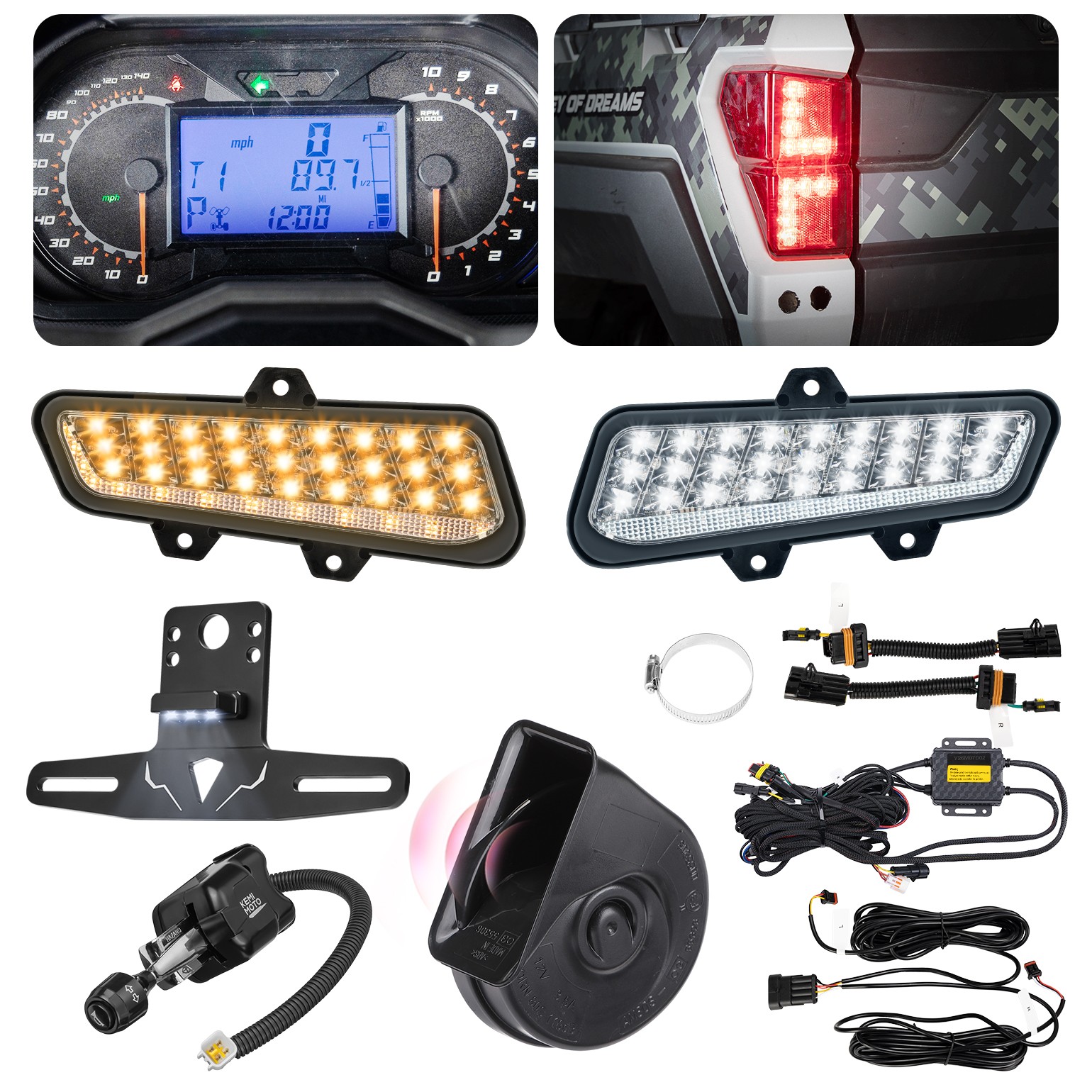 UTV Turn Signal Light Street Legal Blinker for Polaris Ranger XP 1000 2025-2027
