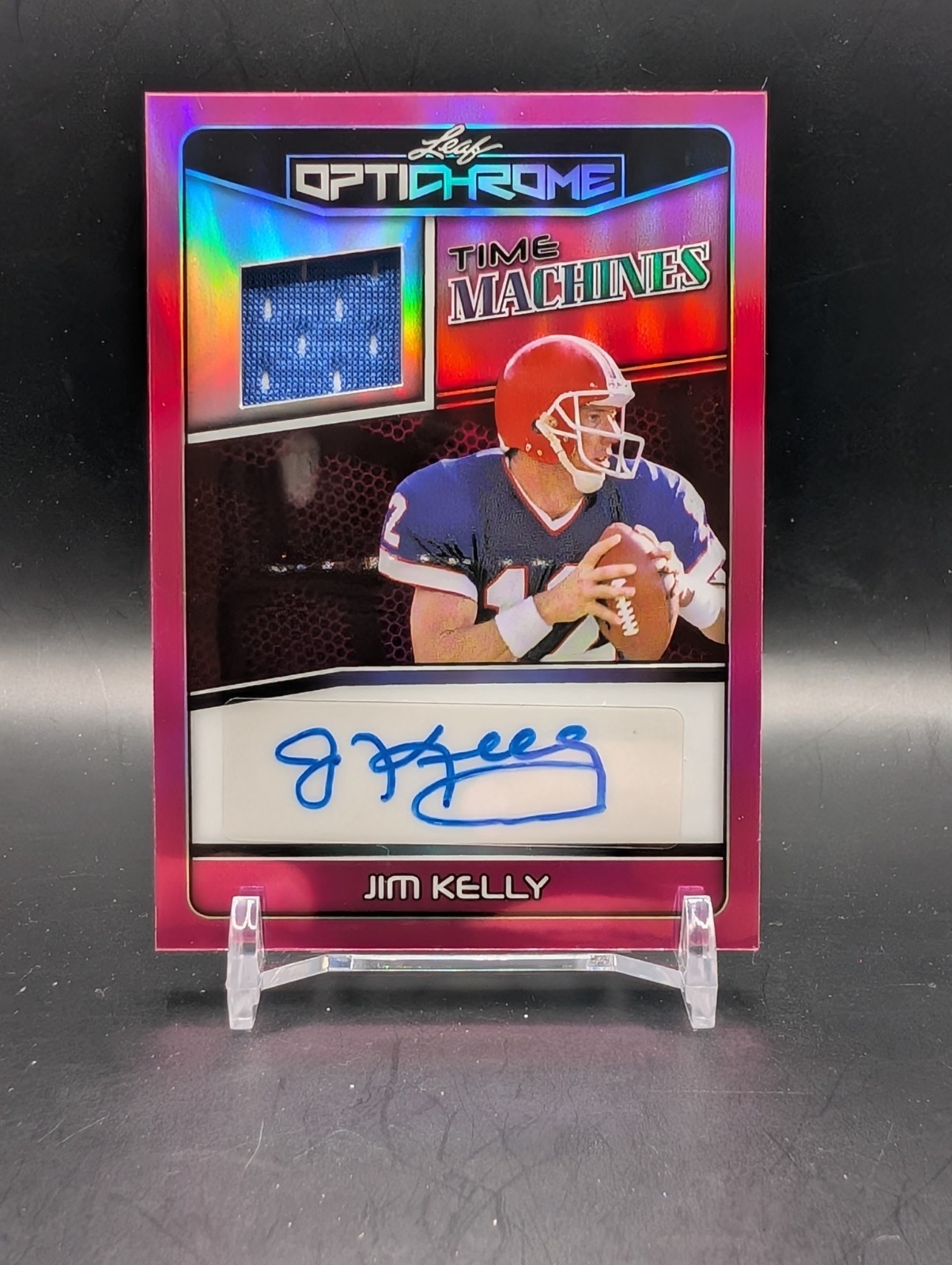 2025 Leaf Optichrome Time Machines Pink - Jim Kelly Auto Game Used Patch 1/1