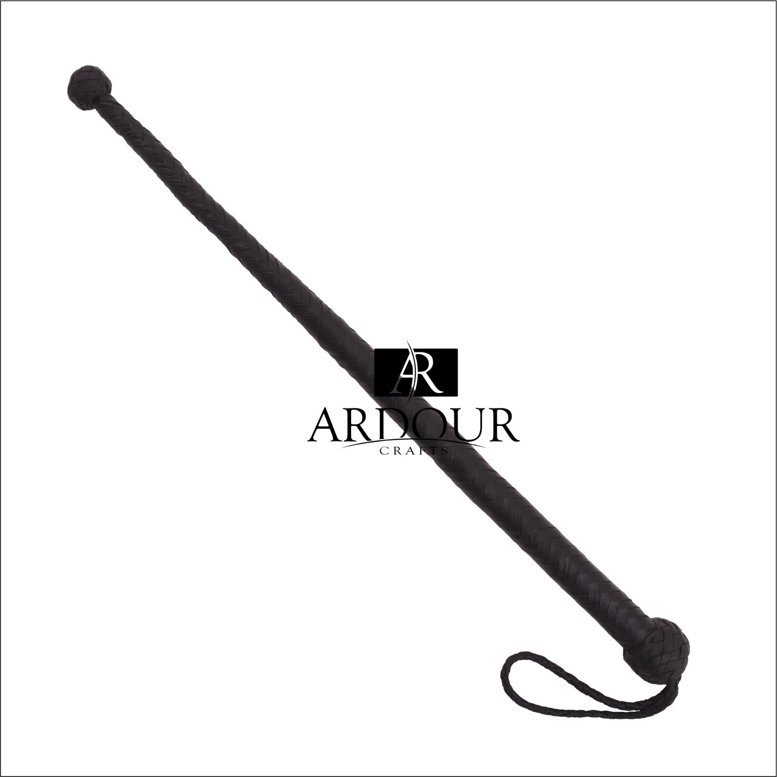Genuine Leather Bull Whip 23 inches Long 8 Plait Heavy Duty Bullwhip Black Whip