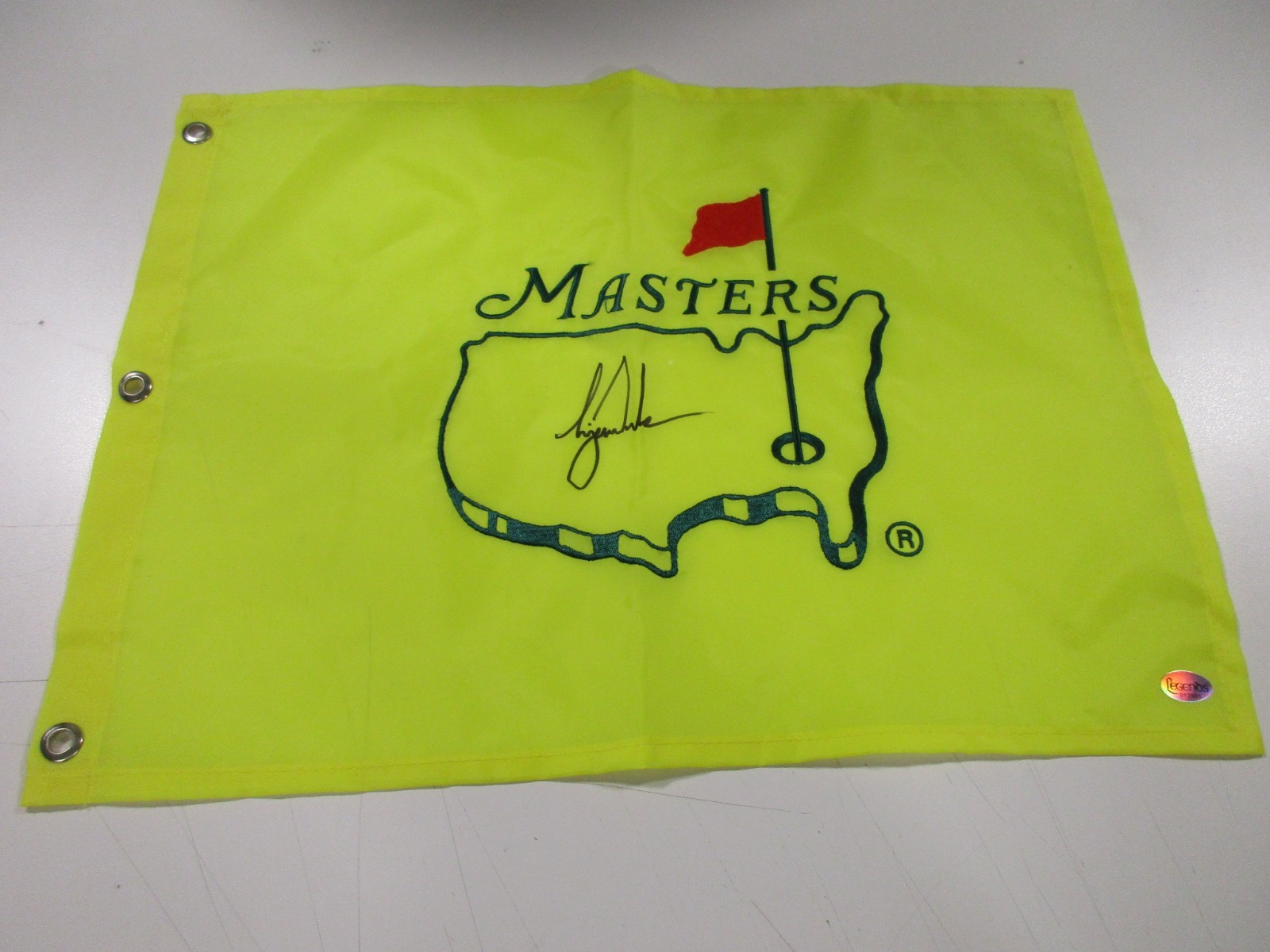 SIGNED Tiger Woods Masters Golf Flag w COA Autographed 