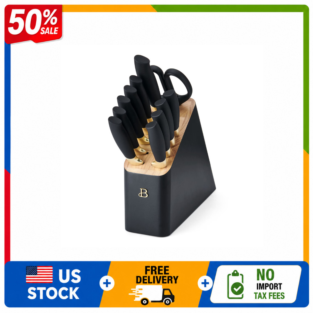 Beautiful 12-Piece Stainless Steel Knife Block Set Black Sesame Beautiful 12-Piece Stainless Steel Knife Block Set Black Sesame