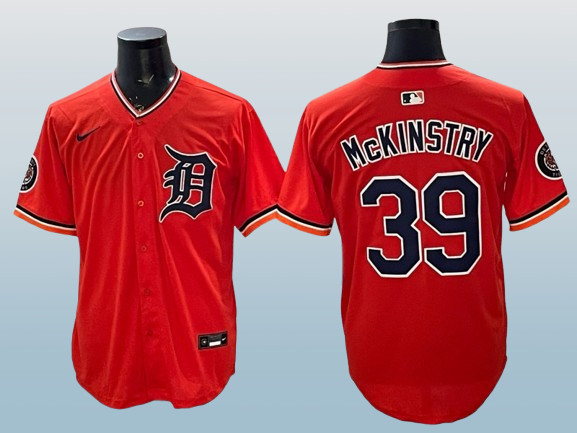 Men\'s Detroit Tigers #39 Zach McKinstry Orange Cool Base Stitched Men\'s Detroit Tigers #39 Zach McKinstry Orange Cool Base Stitched