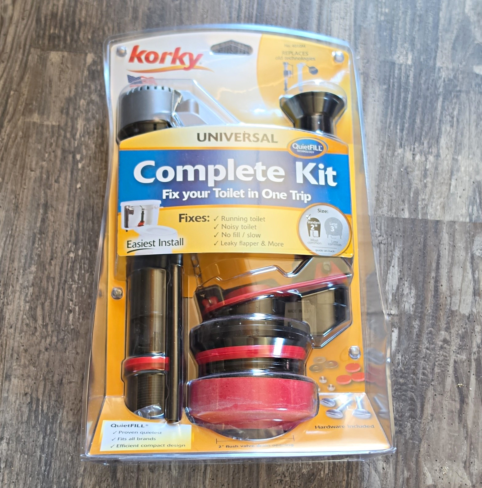 Korky QuietFILL Universal Complete Toilet Repair Kit 4010MP Fill Valve Flapper