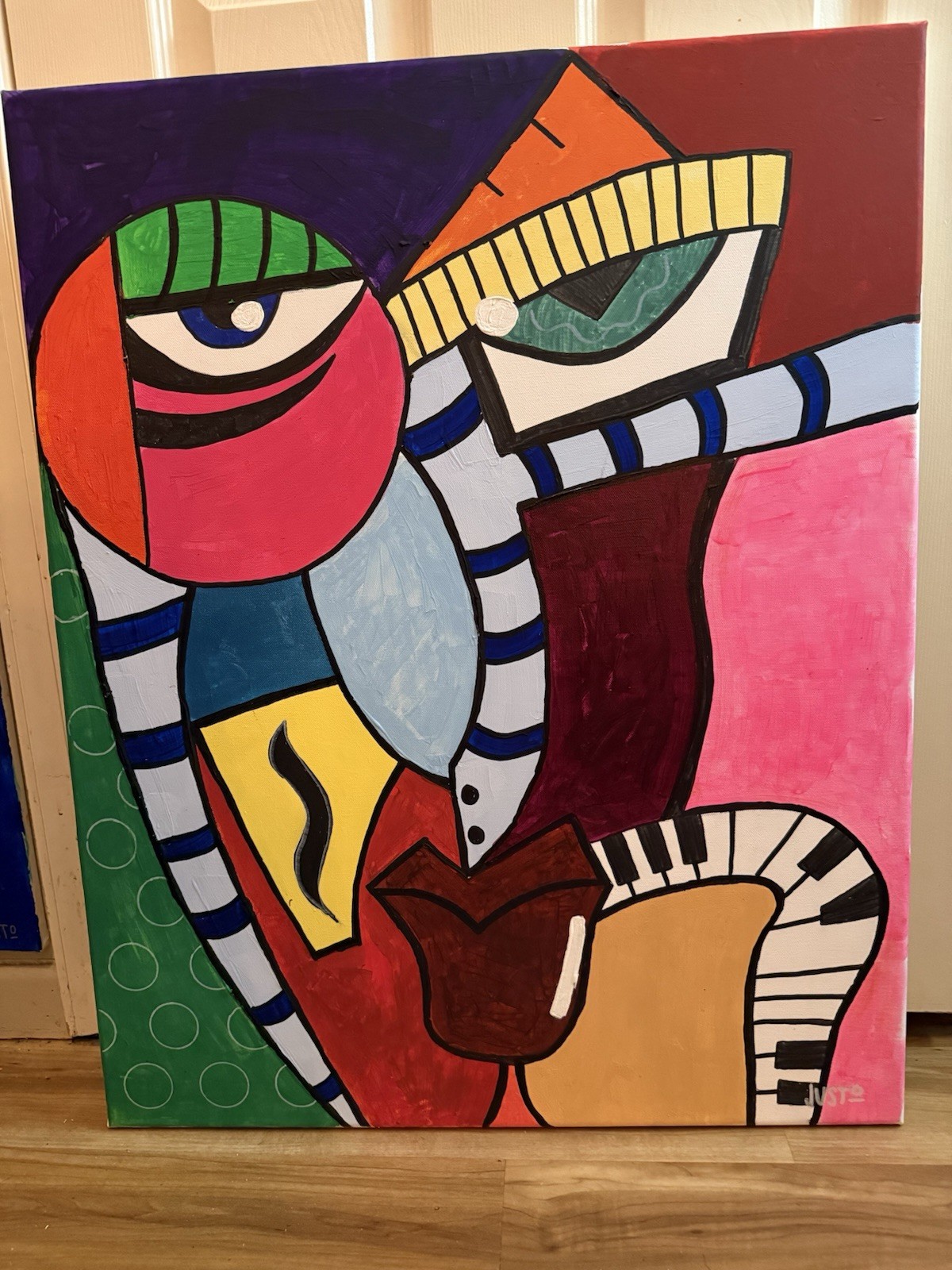 JUSTO Original Abstract Painting Acrylic on canvas 24x30 JUSTO Original Abstract Painting Acrylic on canvas 24x30