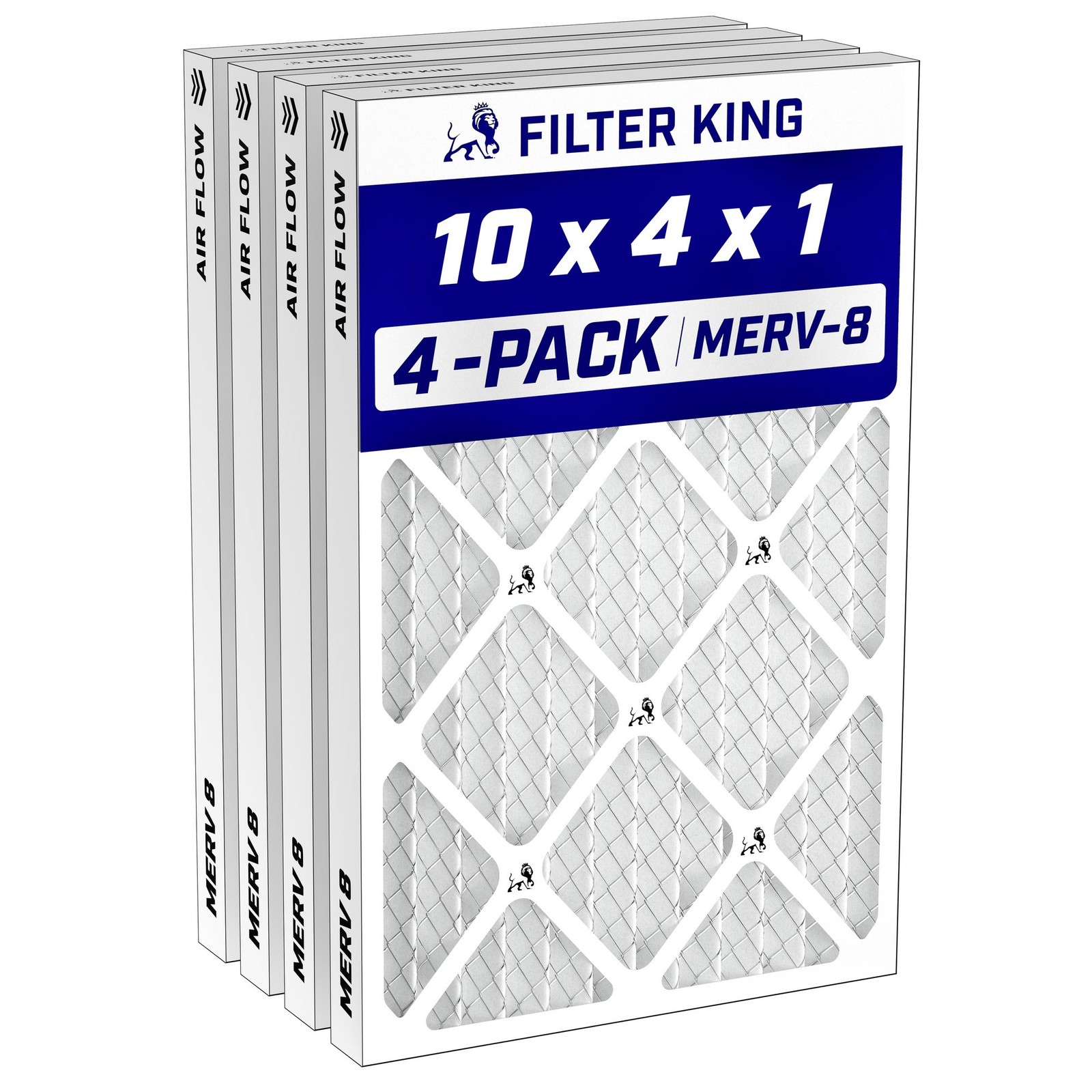 Filter King 10x4x1 Air Filter MERV 8, AC Furnace Filters (4-Pack)