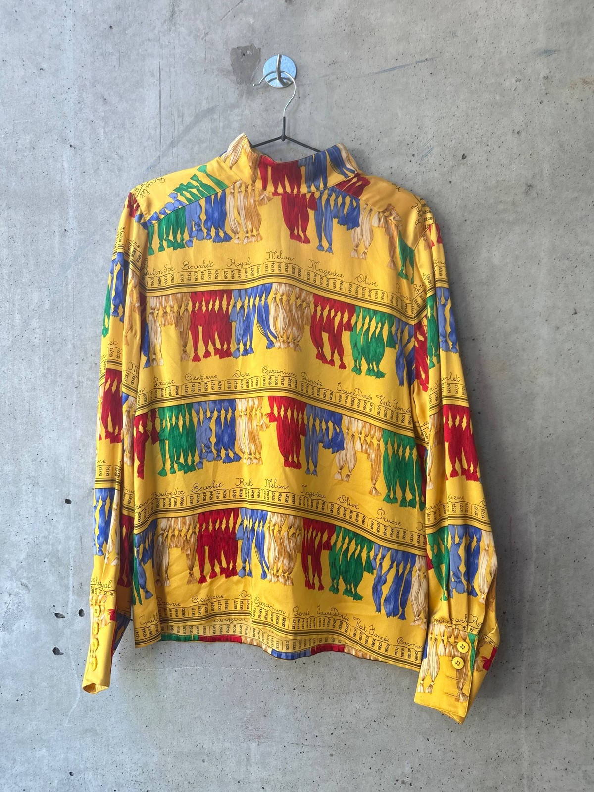 Carlisle Vintage Novelty Tassel Print Long Sleeve Blouse