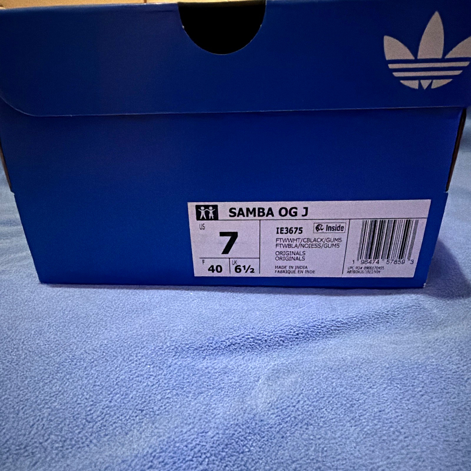 adidas Originals Samba OG J White/Black Low Top Leather Kids US 7 IE3675 adidas Originals Samba OG J White/Black Low Top Leather Kids US 7 IE3675