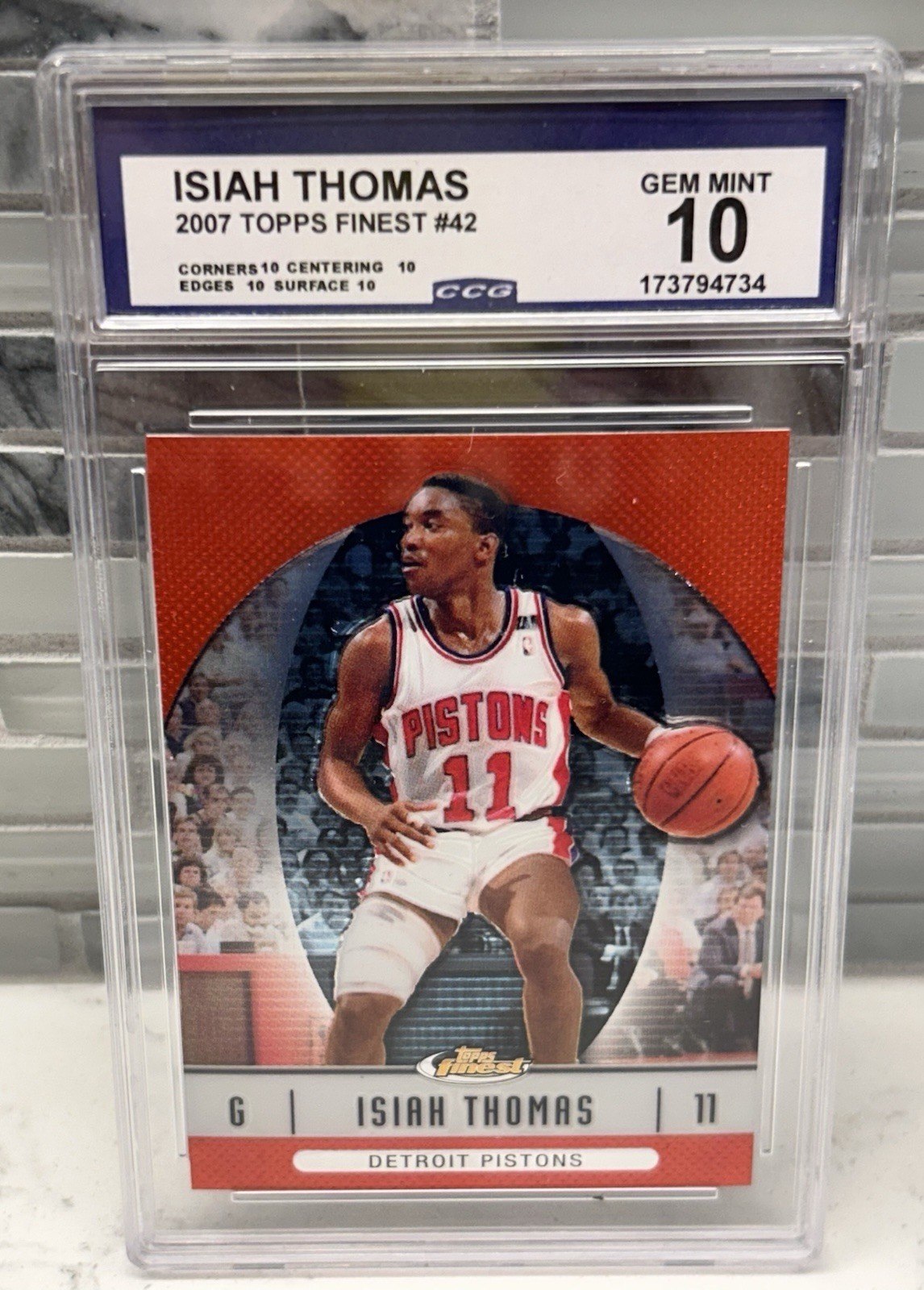 🏀Topps 2006-07 Finest Isiah Thomas Detroit Pistons #42 Refractor CCG Graded 10 🏀Topps 2006-07 Finest Isiah Thomas Detroit Pistons #42 Refractor CCG Graded 10