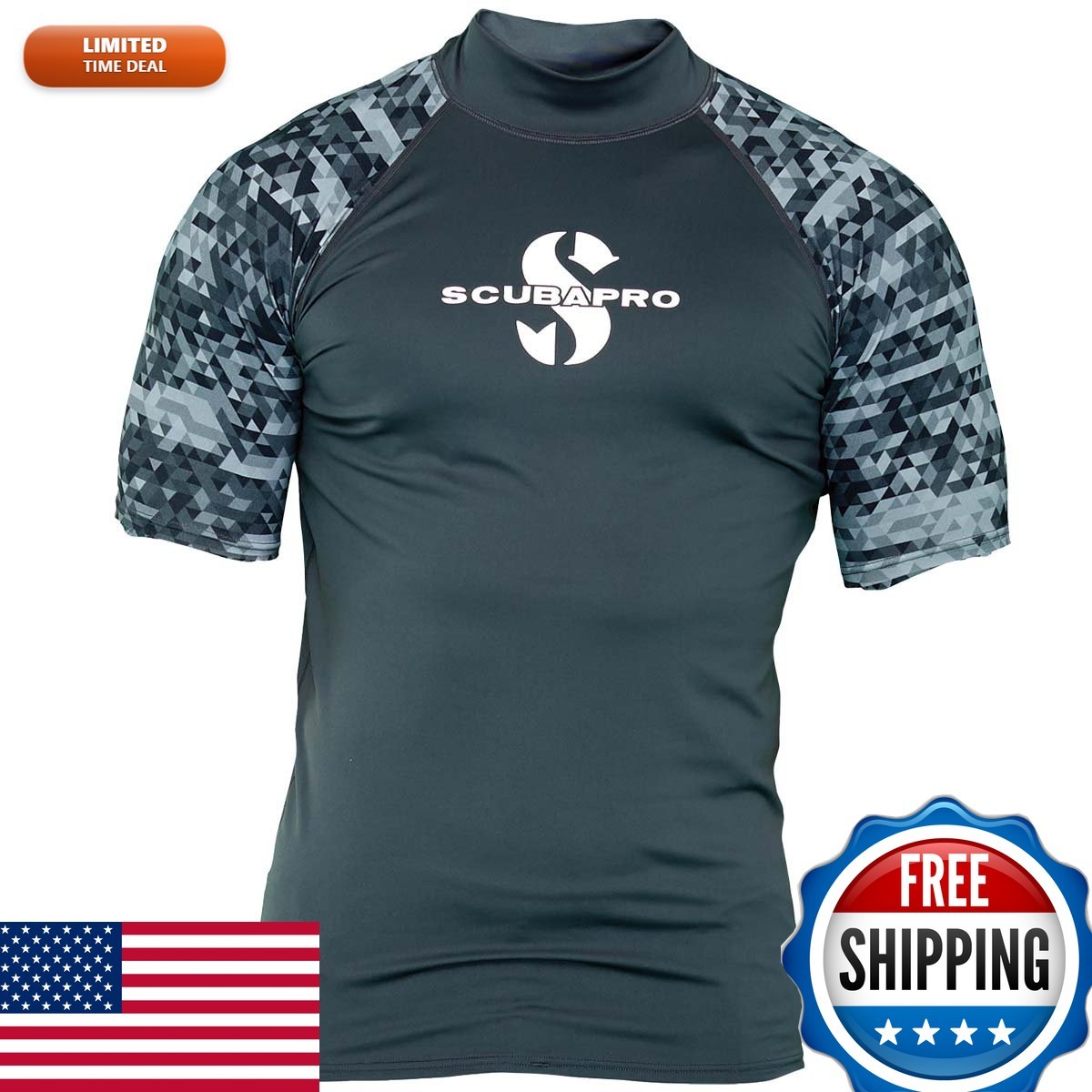 SCUBAPRO Men\'s UPF50 Short-Sleeve Rash Guard, Size S, Graphite SCUBAPRO Men\'s UPF50 Short-Sleeve Rash Guard, Size S, Graphite