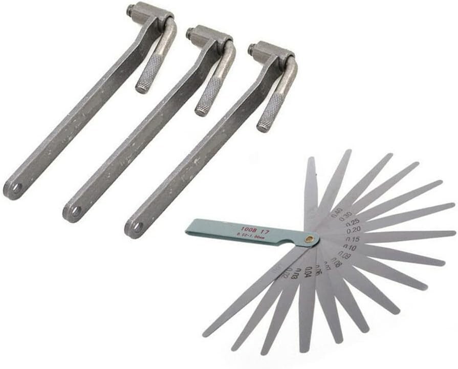 Motorcycle Engine Valve Adjustment Tool Valve Screw Wrench 8-10mm + Feeler Gauge