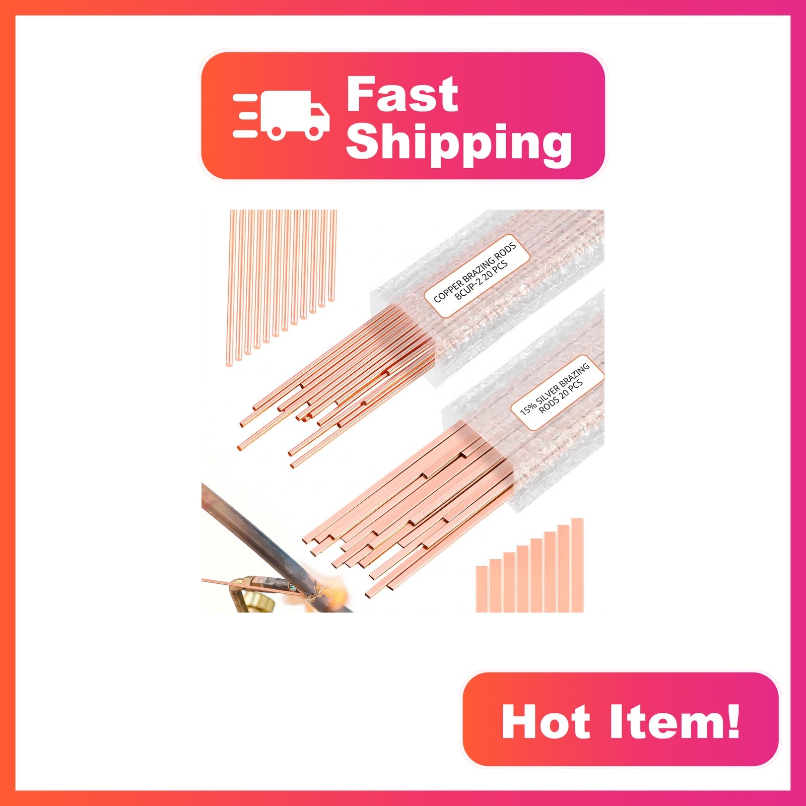 HGQiviut 15% Silver Brazing Rods 40pc Flat Round HGQiviut 15% Silver Brazing Rods 40pc Flat Round