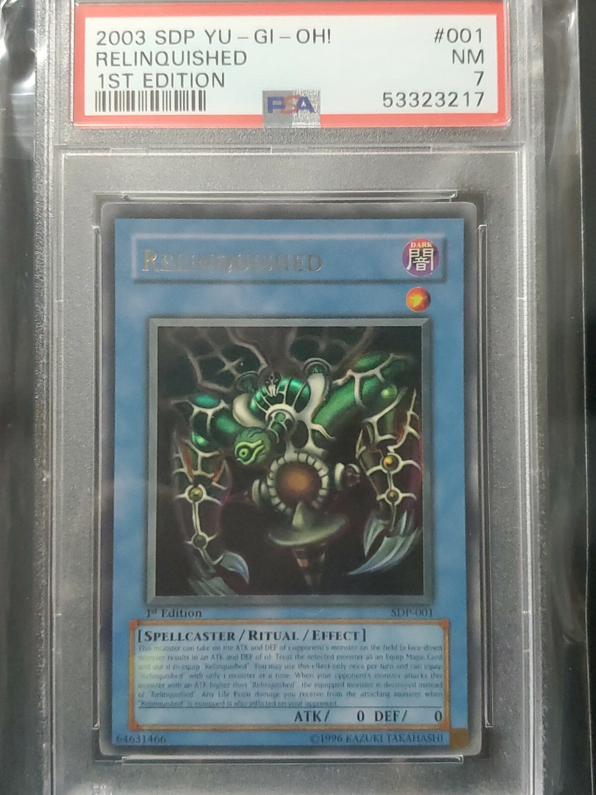 YUGIOH 🌟 PSA 7 NM North American English Relinquished SDP-001 1st Edition SDP YUGIOH 🌟 PSA 7 NM North American English Relinquished SDP-001 1st Edition SDP
