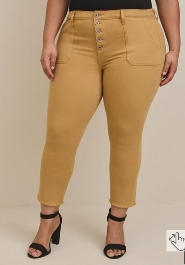 Torrid Womens Jeans 22 Button Fly High Rise Tan Straight Raw Golden NWT Torrid Womens Jeans 22 Button Fly High Rise Tan Straight Raw Golden NWT