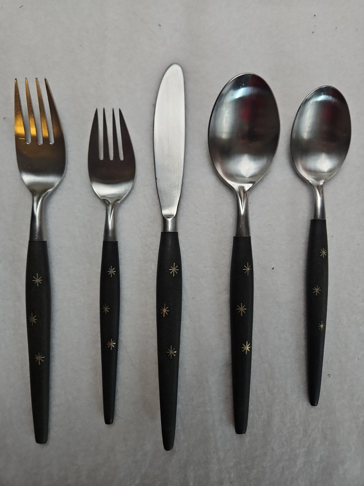 Golden Star Japan Stainless Steel Atomic Starburst Set of 5 knife forks spoons Golden Star Japan Stainless Steel Atomic Starburst Set of 5 knife forks spoons