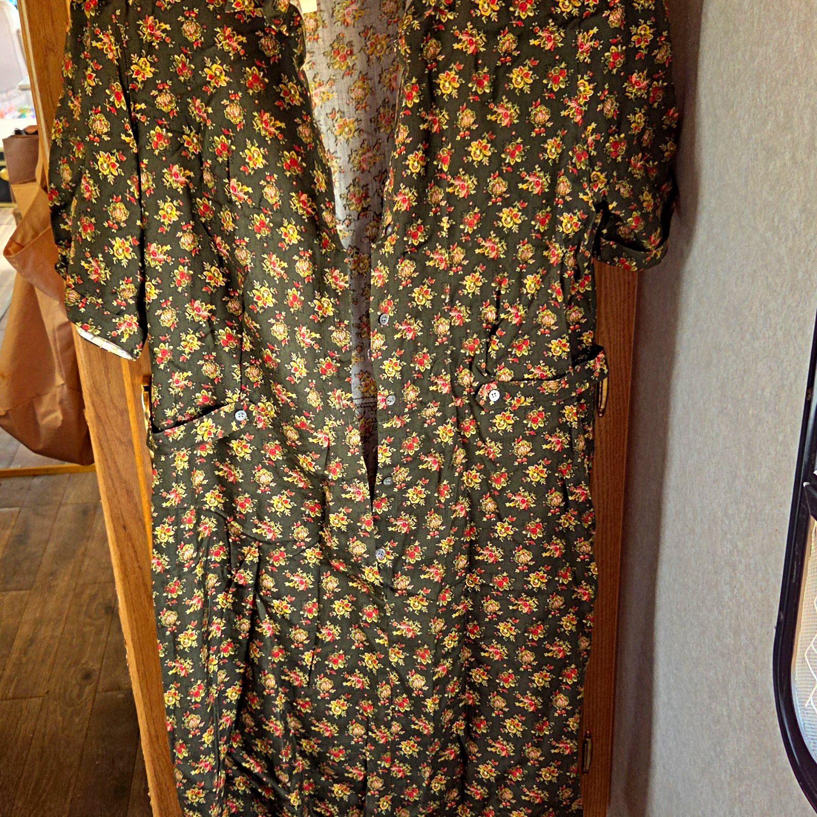 Laura Ashley Black Floral Silk Maxi Dress V-Neck Button Front 3/4 Sleeve 14 Laura Ashley Black Floral Silk Maxi Dress V-Neck Button Front 3/4 Sleeve 14