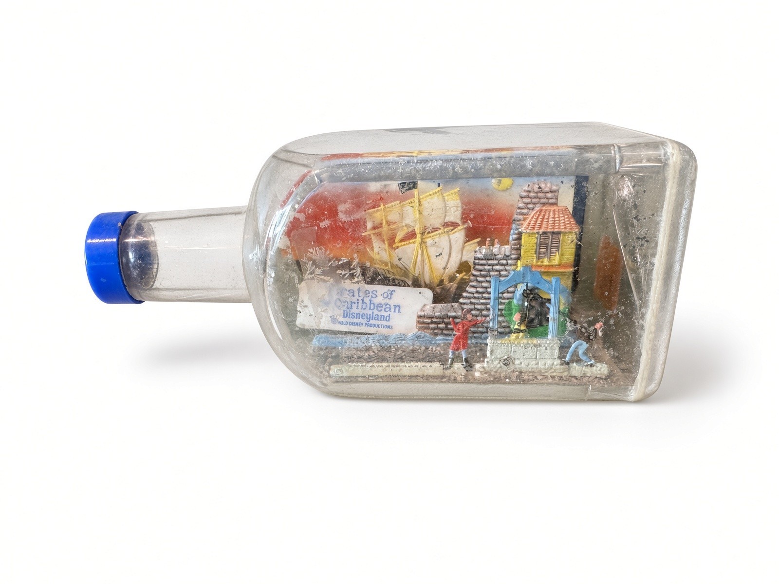 Rare Vintage Disneyland Pirates of the Caribbean Bottle Snow Globe 1967–70s COA