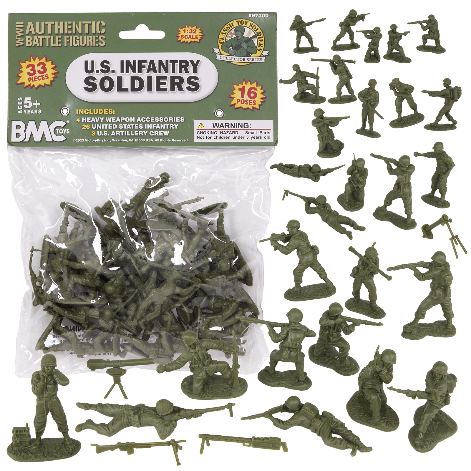 BMC CTS WW2 US Infantry Plastic Army Men Green 1:32 Classic Toy Soldier Figures