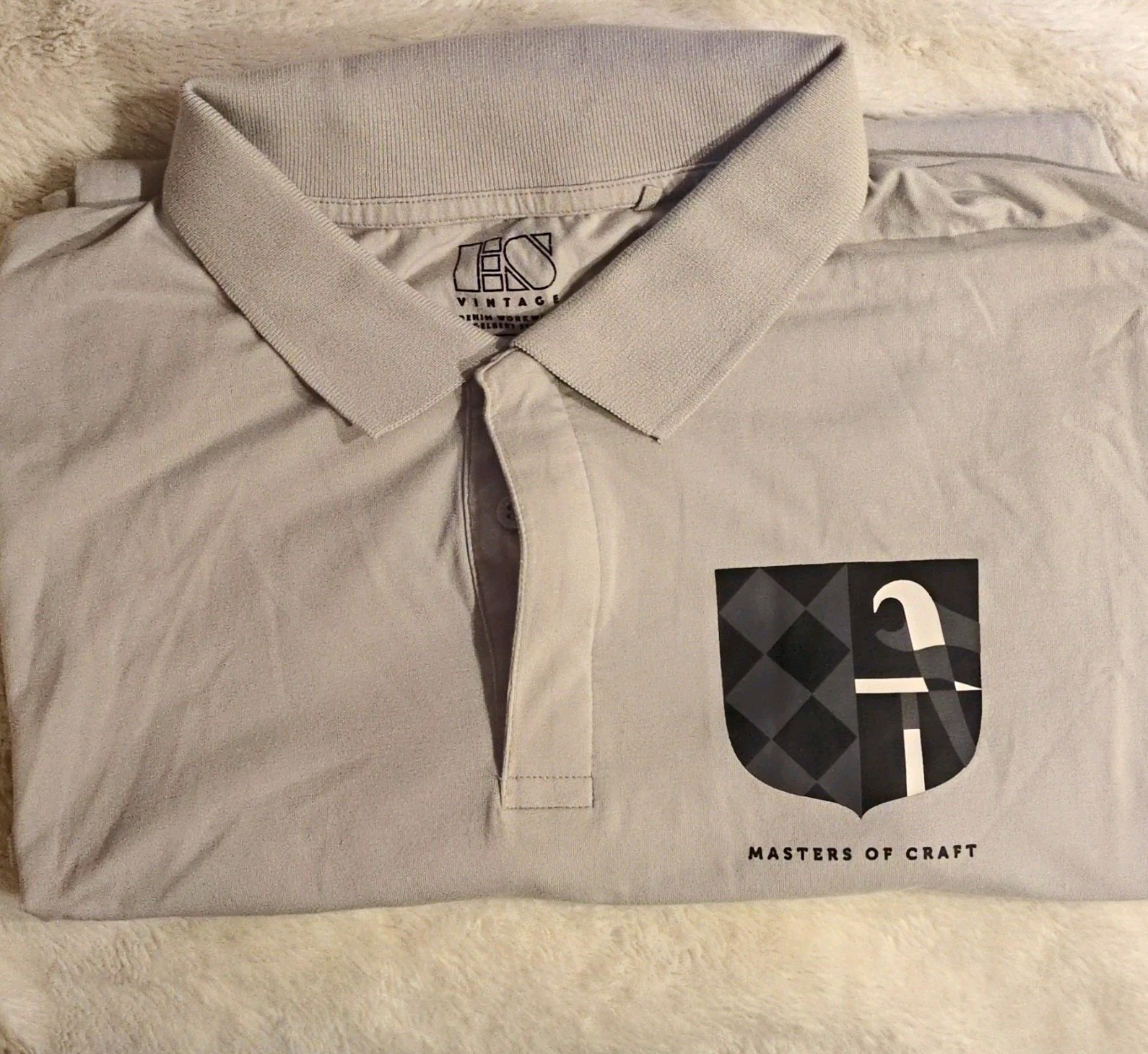 ES Vintage Men\'s Gray Polo Shirt 3XL Big & Tall Short Sleeve Collared Logo ES Vintage Men\'s Gray Polo Shirt 3XL Big & Tall Short Sleeve Collared Logo