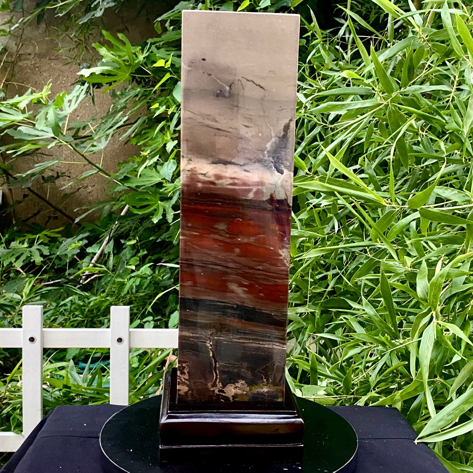 21.93LB Large Natural Chinese Dendritic Limestone Picture Stone Guohua column
