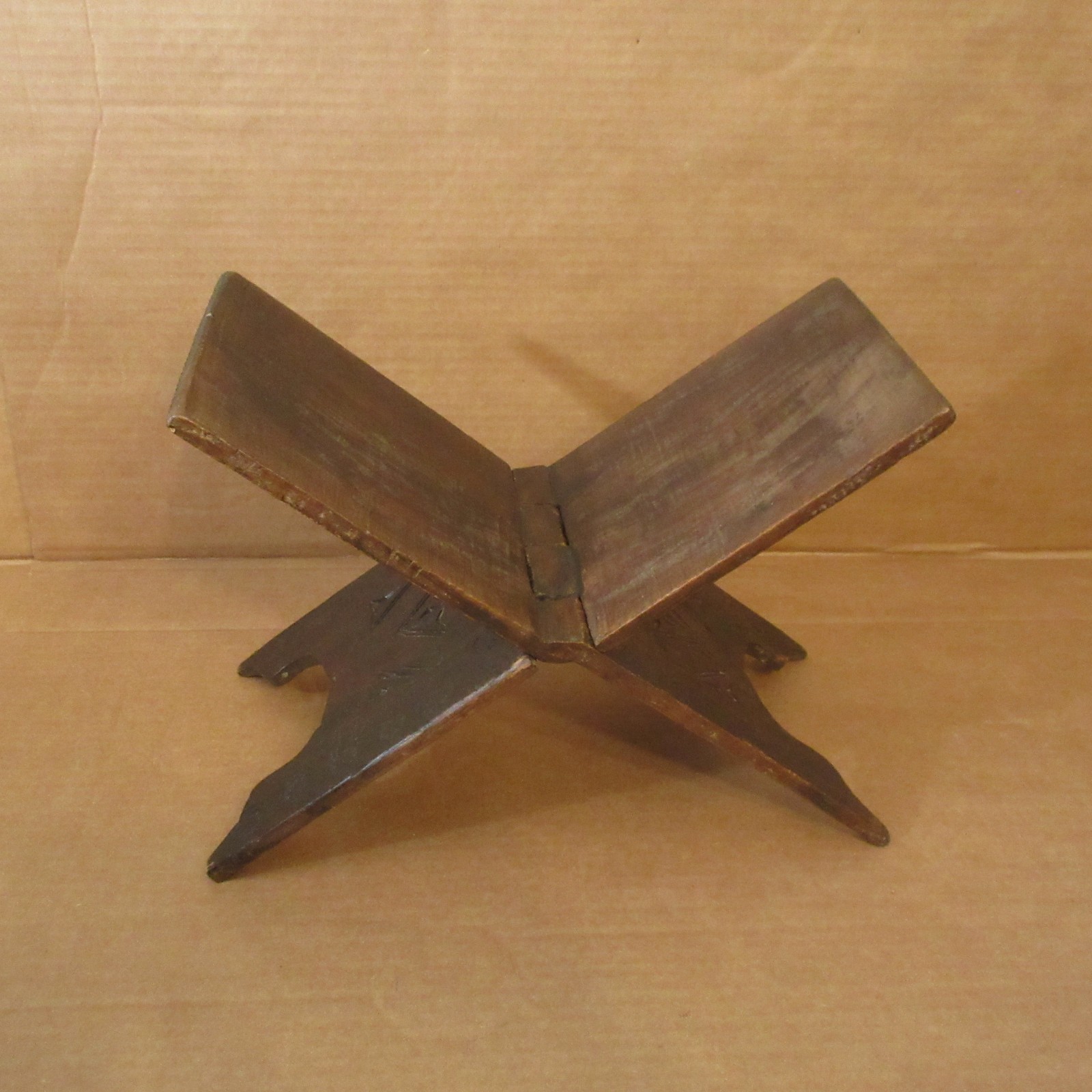 Antique Vtg Hand Carved Wood Quran Rehal Holy Script Book Folding Stand African