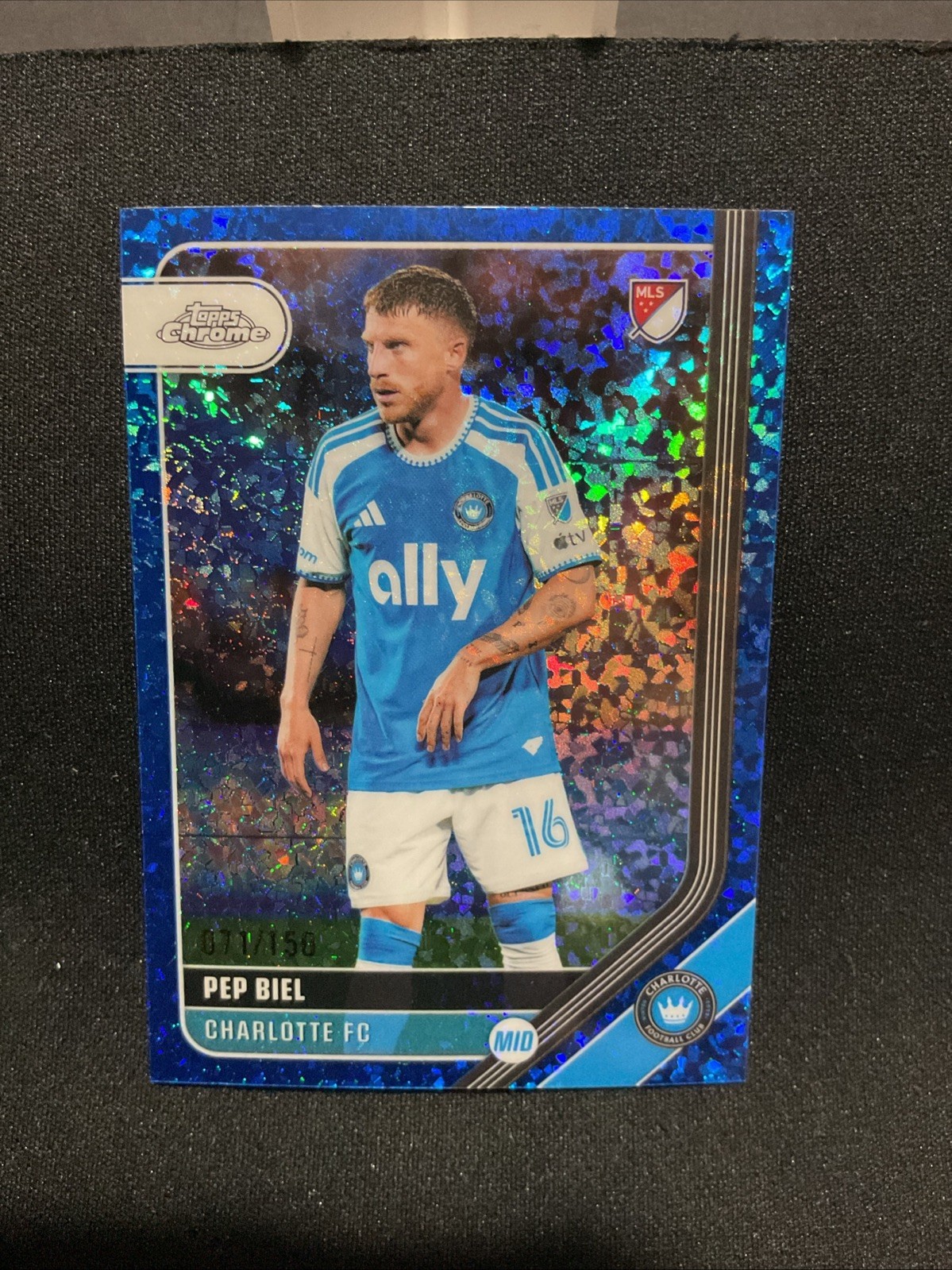 Topps Chrome MLS 2026 Pep Biel Charlotte FC Blue Mini Diamonds Refractor /150 SP Topps Chrome MLS 2026 Pep Biel Charlotte FC Blue Mini Diamonds Refractor /150 SP