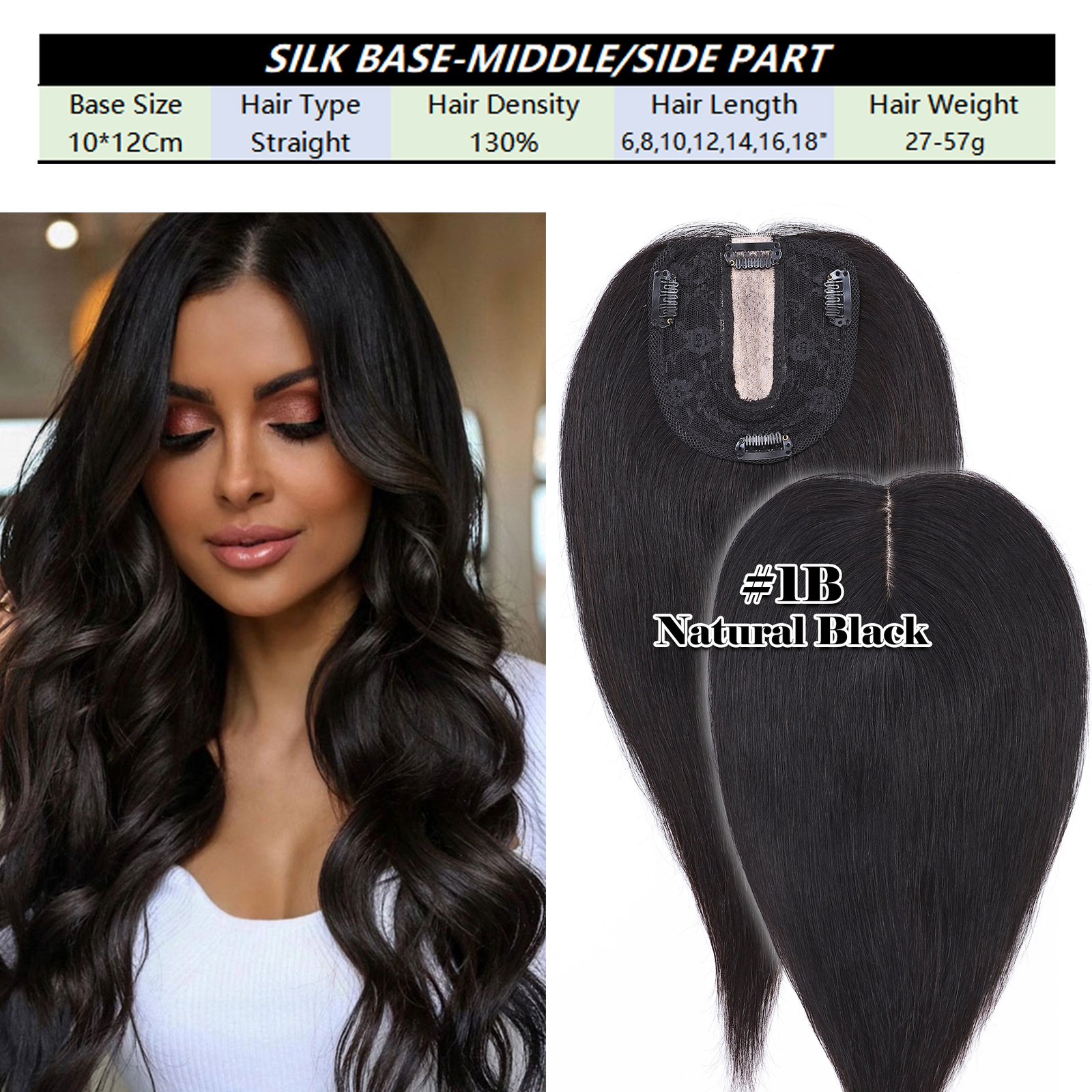 US CLEARANCE 100% Real Human Hair Clip In Top Topper Remy Piece Silk Base Toupee US CLEARANCE 100% Real Human Hair Clip In Top Topper Remy Piece Silk Base Toupee