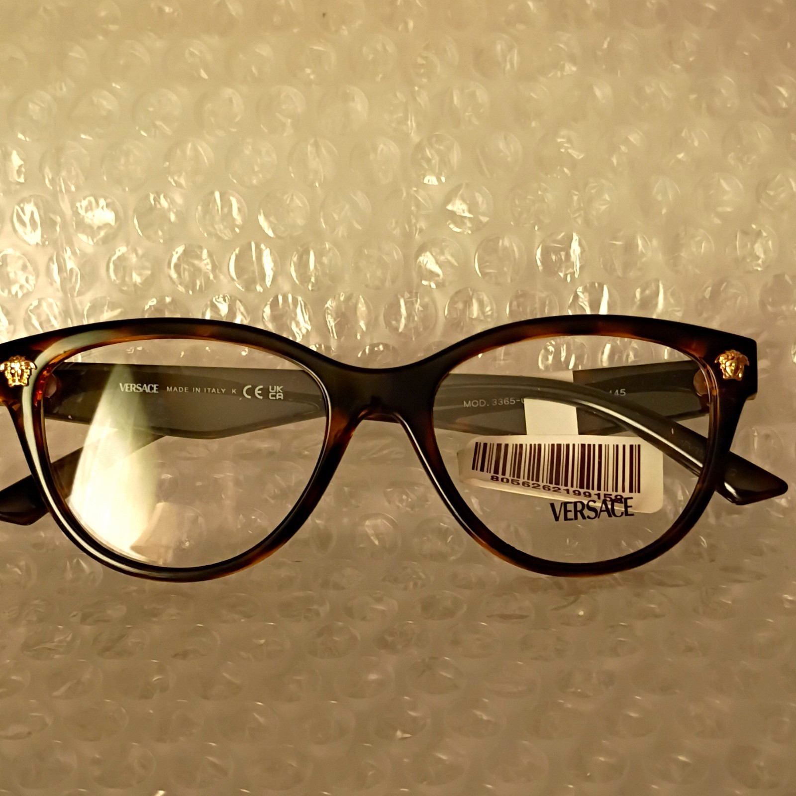 Versace VE3365U 108 Brown Tortoise Cat Eye Full Rim Plastic Frames 52-17 140 Versace VE3365U 108 Brown Tortoise Cat Eye Full Rim Plastic Frames 52-17 140