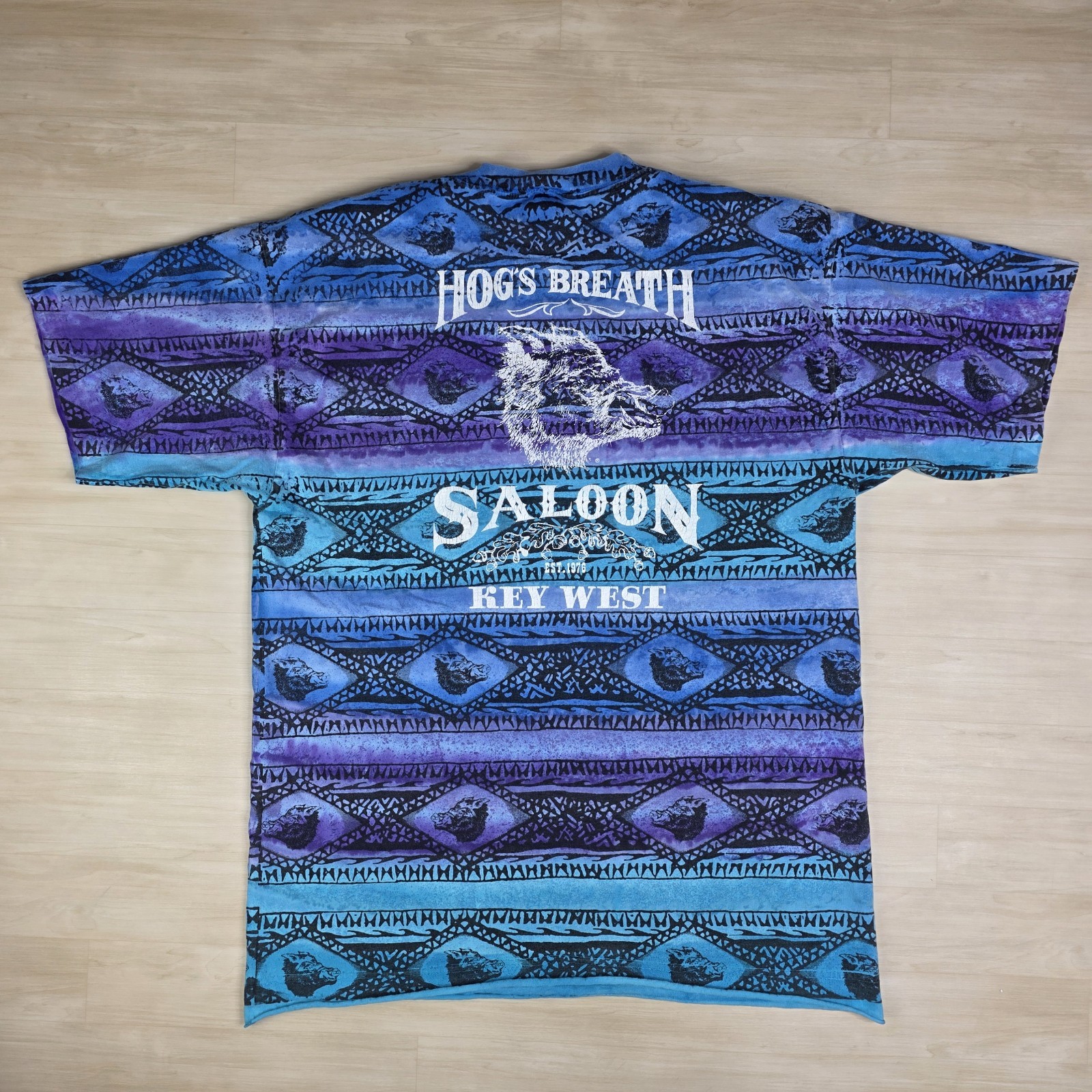 Vintage HOG’S BREATH SALOON AOP Tie Dye Key West Florida Men\'s Size XL