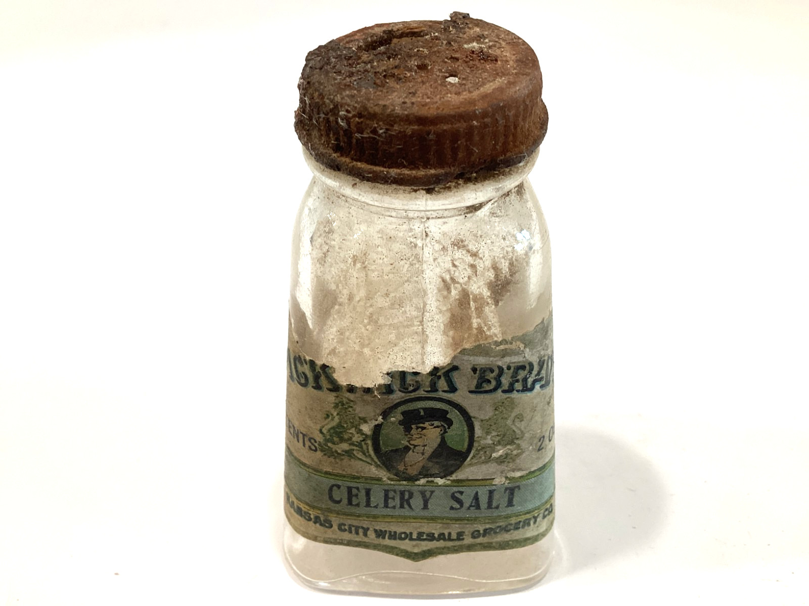 ANTIQUE PIGSWICK BRAND CELERY SALT EMPTY BOTTLE KANSAS CITY WHOLESALE GROCERY CO