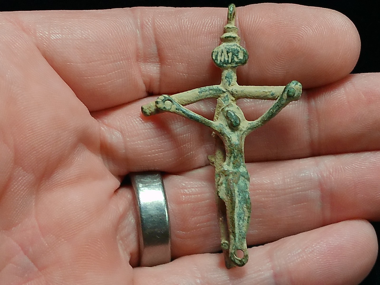 Early Excavated 16 - 18th Century Double Sided Corpus Christi Bronze Cross