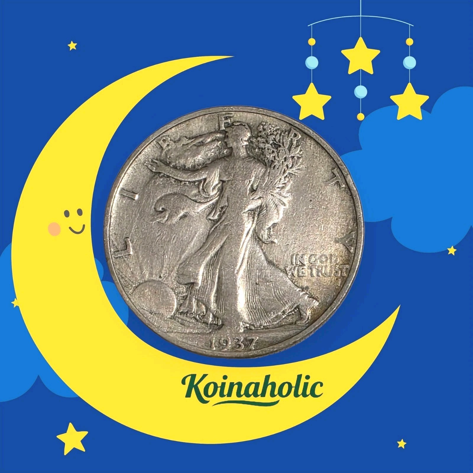 1937 S Walking Liberty Half Dollar 50c,  XF+ Taken From Storage Original Luster 