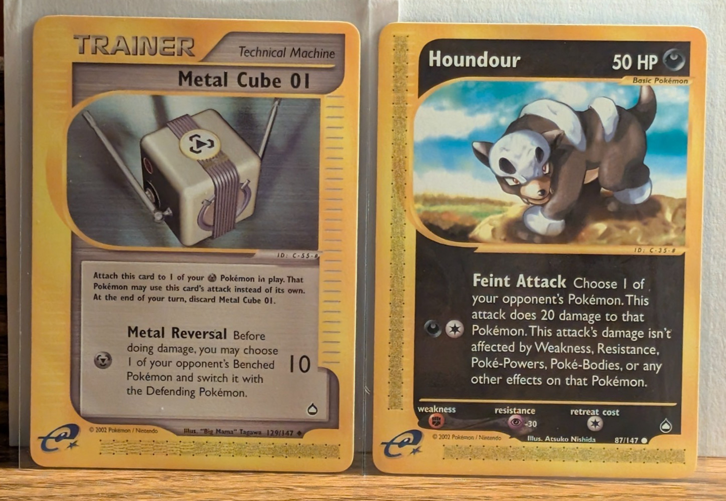 2003 Pokemon Aquapolis 5 Card Lot Houndour Magnemite Hoppip Goldeen Metal Cube