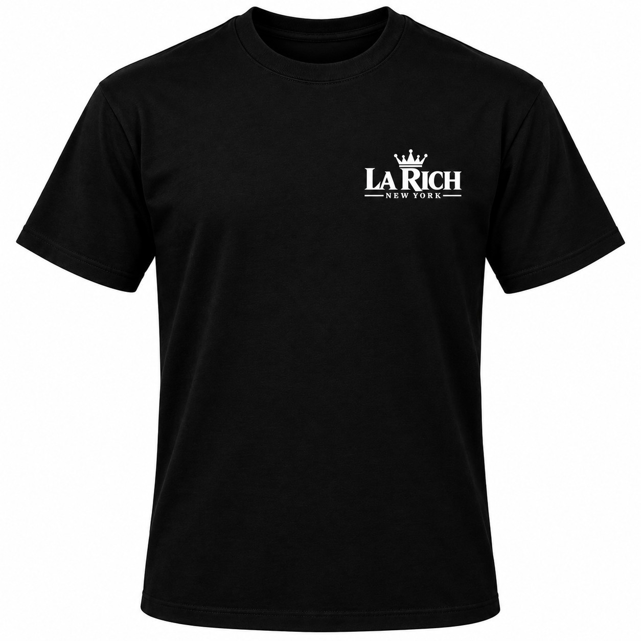 Fashion La Rich New York Men\'s L White Cotton Short Sleeve Logo T-Shirt Fashion La Rich New York Men\'s L White Cotton Short Sleeve Logo T-Shirt