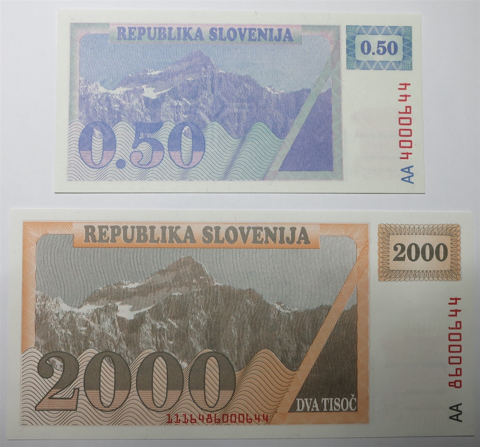 Slovenia 0.50 2000 Tolar Tolarjev 1991 1992 UNC UNISSUED Bon Set RARE Original