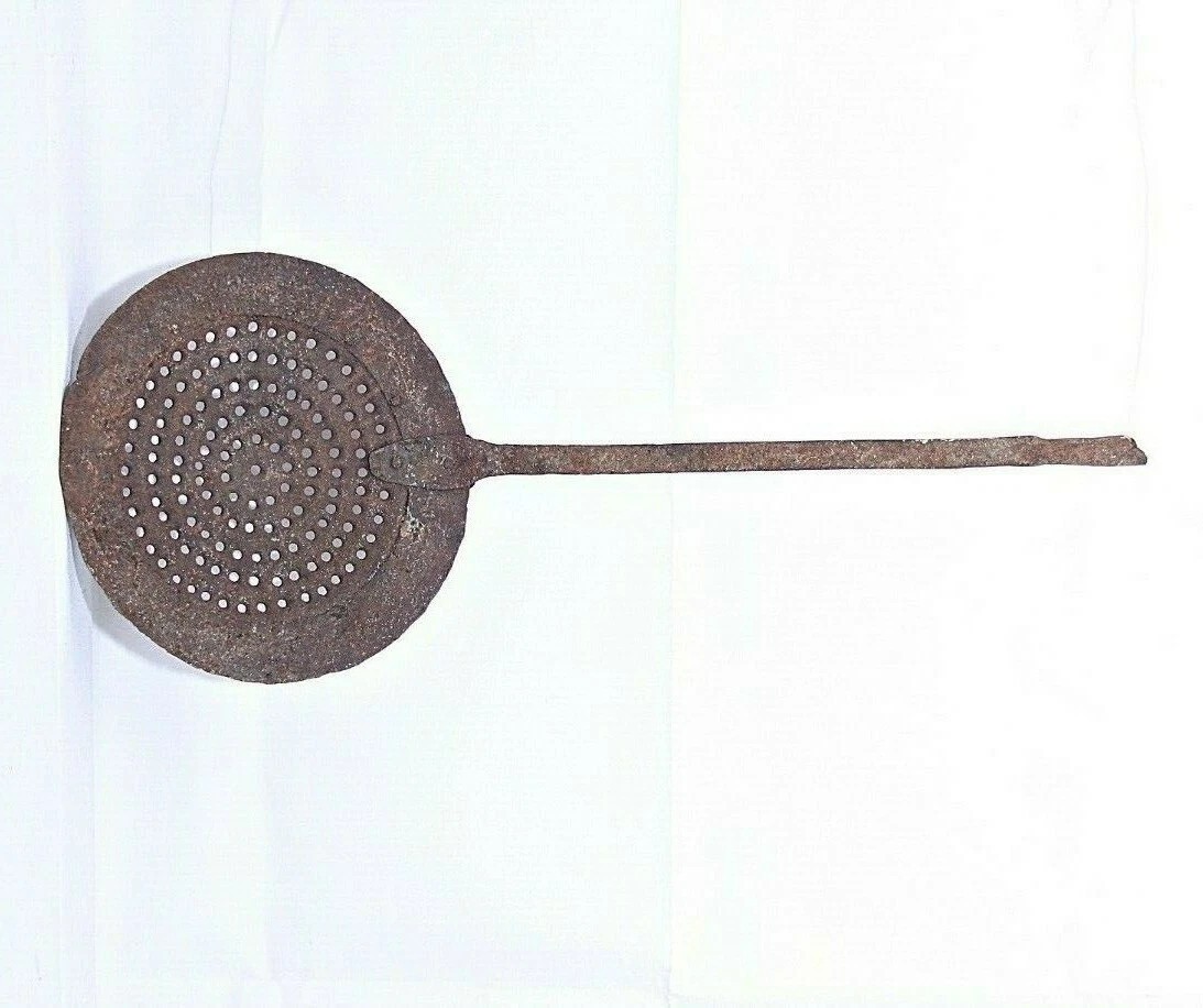 Old Antique Rare Iron Fine Handmade Frying Spoon Primitive Tribal Kitchenware