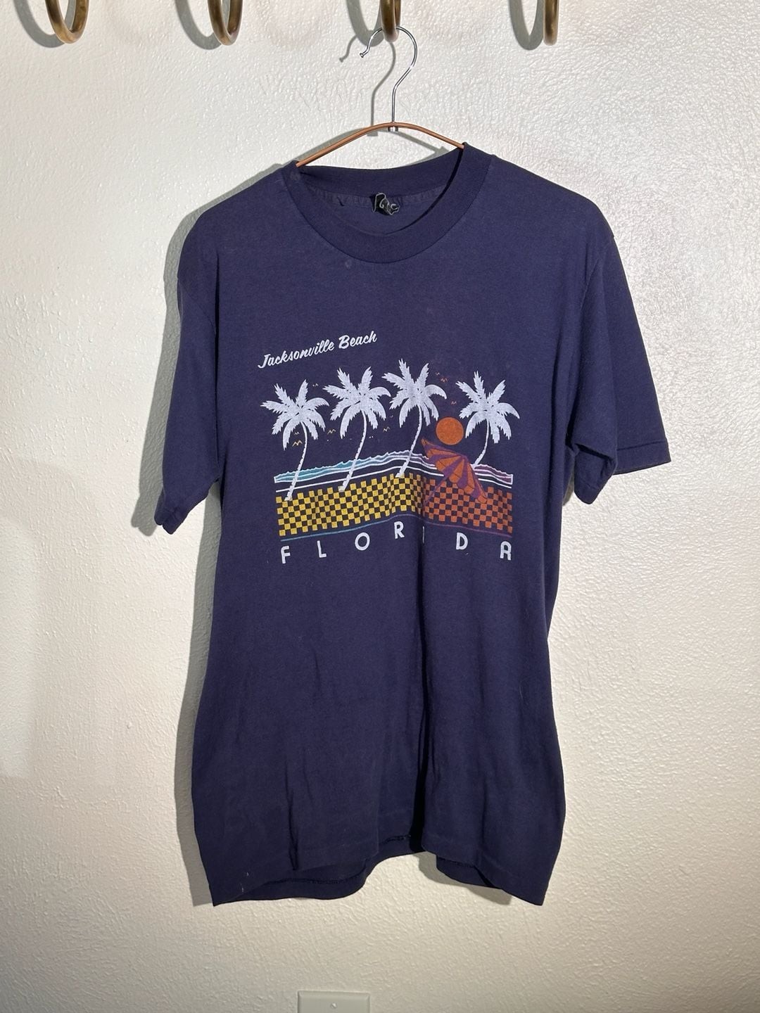 Vintage Jacksonville Beach Florida Graphic T-Shirt Navy Blue