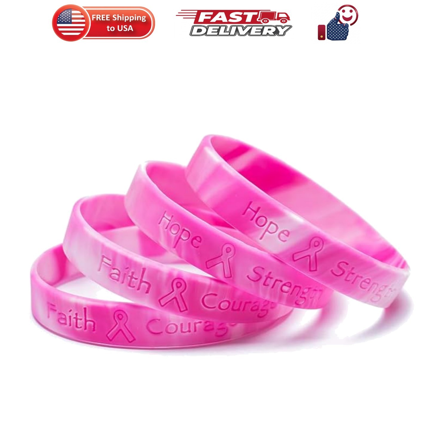 48 Pack Breast Cancer Awareness Bracelets Pink Camo Wristbands 48 Pack Breast Cancer Awareness Bracelets Pink Camo Wristbands