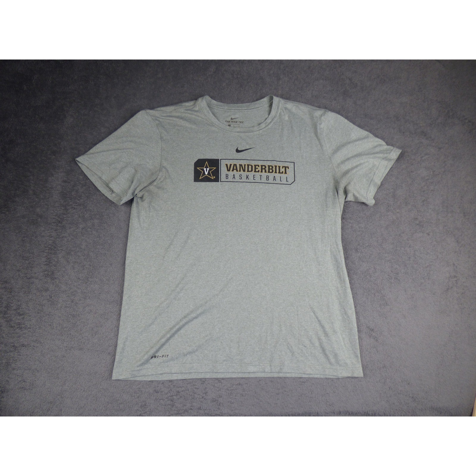 Nike Vanderbilt Basketball Dri-FIT T-Shirt Mens Large Gray Athletic Cut Tee