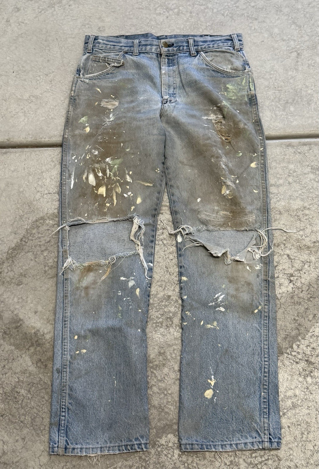 True Vintage 80’s Saddle King Men’s Paint Splatter Distressed Denim 33x30 Grunge True Vintage 80’s Saddle King Men’s Paint Splatter Distressed Denim 33x30 Grunge