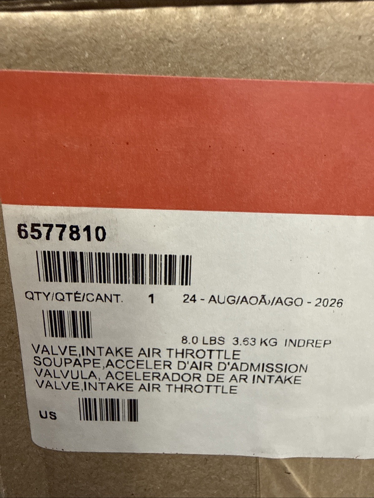 Cummins 6577810 / 3691162 OEM Throttle Valve ISX15 QSX15 Cummins 6577810 / 3691162 OEM Throttle Valve ISX15 QSX15