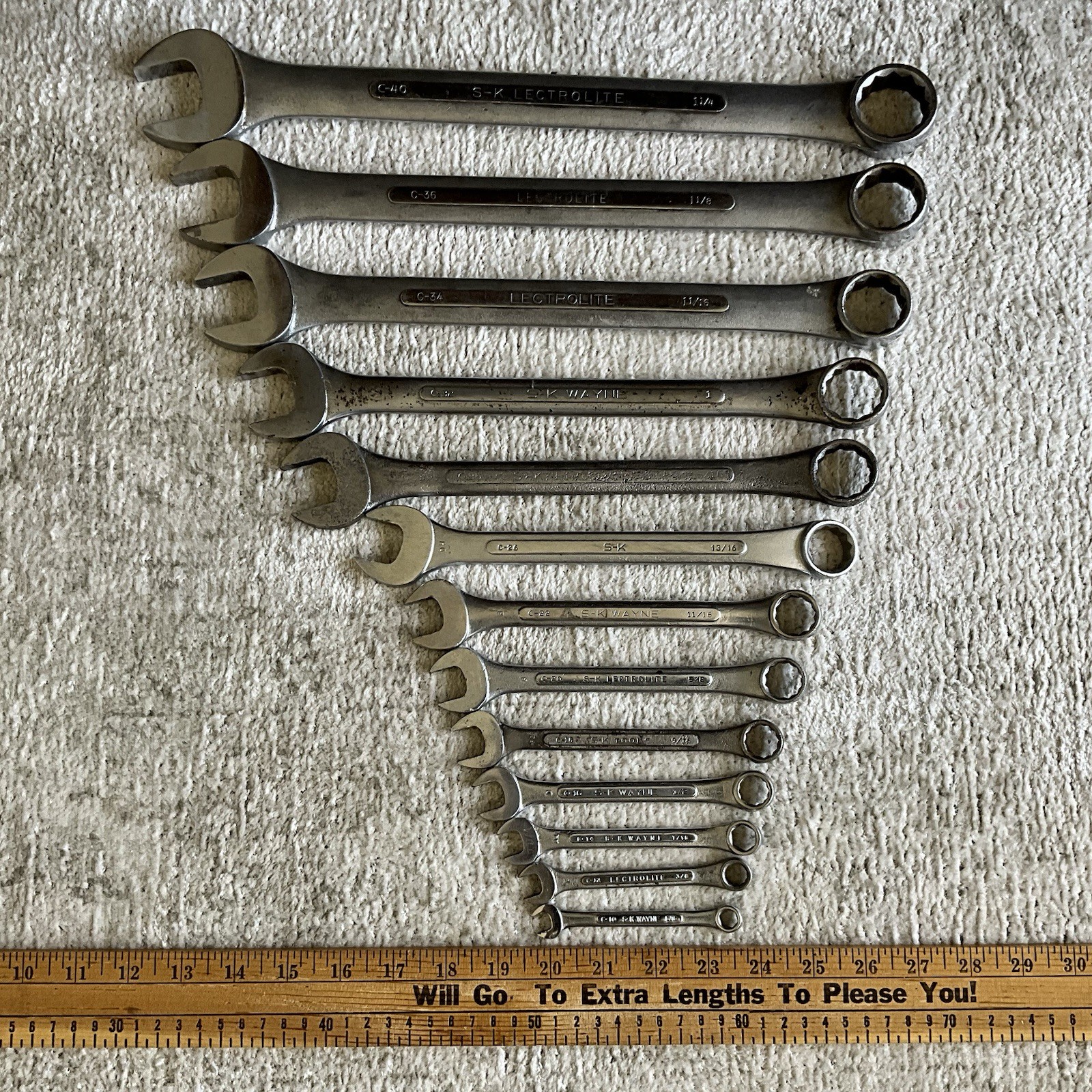 Vintage SK Lectrolite Combination Wrench Set of 13 C-10 to C-40 12 Pt USA Vintage SK Lectrolite Combination Wrench Set of 13 C-10 to C-40 12 Pt USA