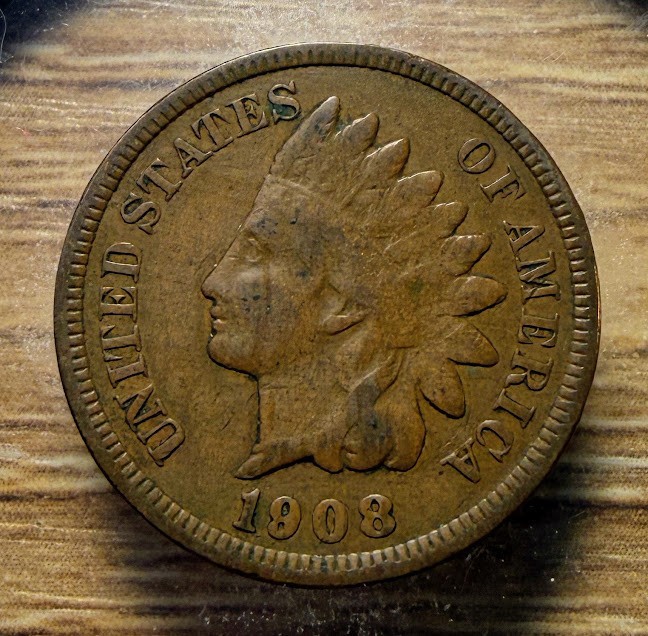 1908 Indian Head Cent - Actual Coin Shown - & Tracking INV#3 1908 Indian Head Cent - Actual Coin Shown - & Tracking INV#3