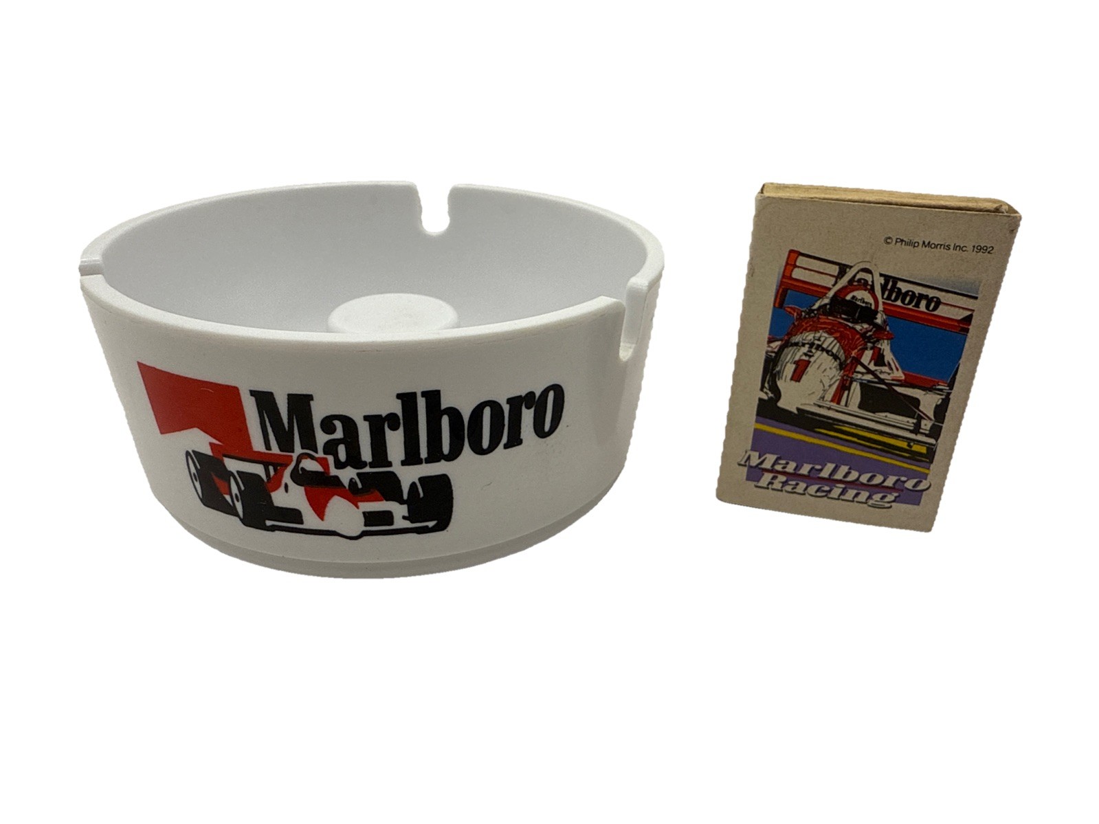Vtg 1992 Marlboro Racing Ashtray & Indy Car Match Box - Super Rare Vtg 1992 Marlboro Racing Ashtray & Indy Car Match Box - Super Rare